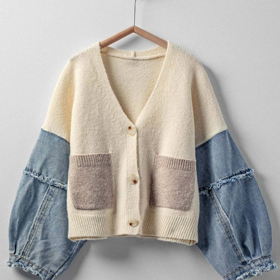 Denim Cardigan Casual Sweater