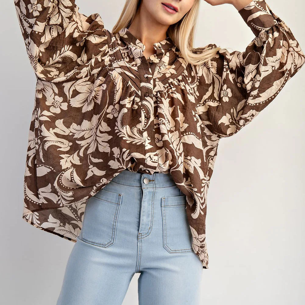 Floral Printed Long Sleeve Blouse