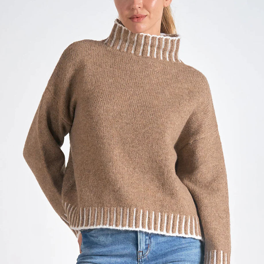 Elan Stitch Detail Turtleneck
