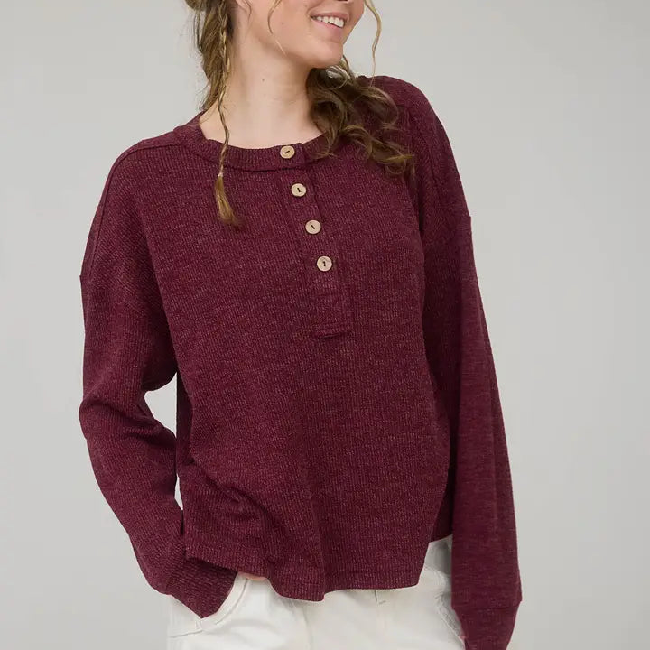 Blu Pepper Burgundy Henley
