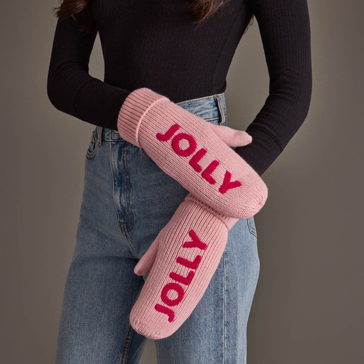 Panache Pink Jolly Knit Mittens