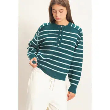 Laurel Striped Henley Sweater