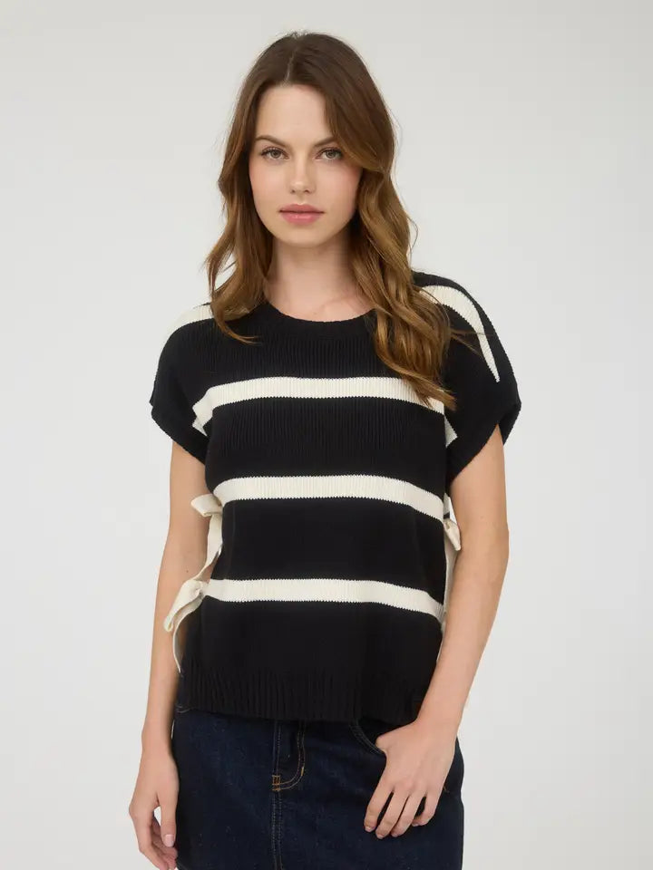 Blu Pepper Black Side Tie Sweater