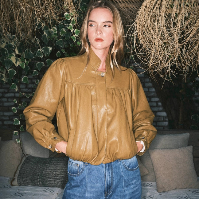 Super Soft Bobble Hem Vegan Leather Jacket