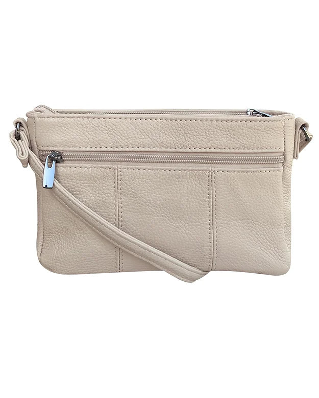 Aria Genuine Cowhide Leather Multi-Pocket Crossbody Bag