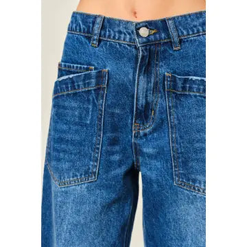 High-Rise Semi-Barrel Curved Leg Jeans