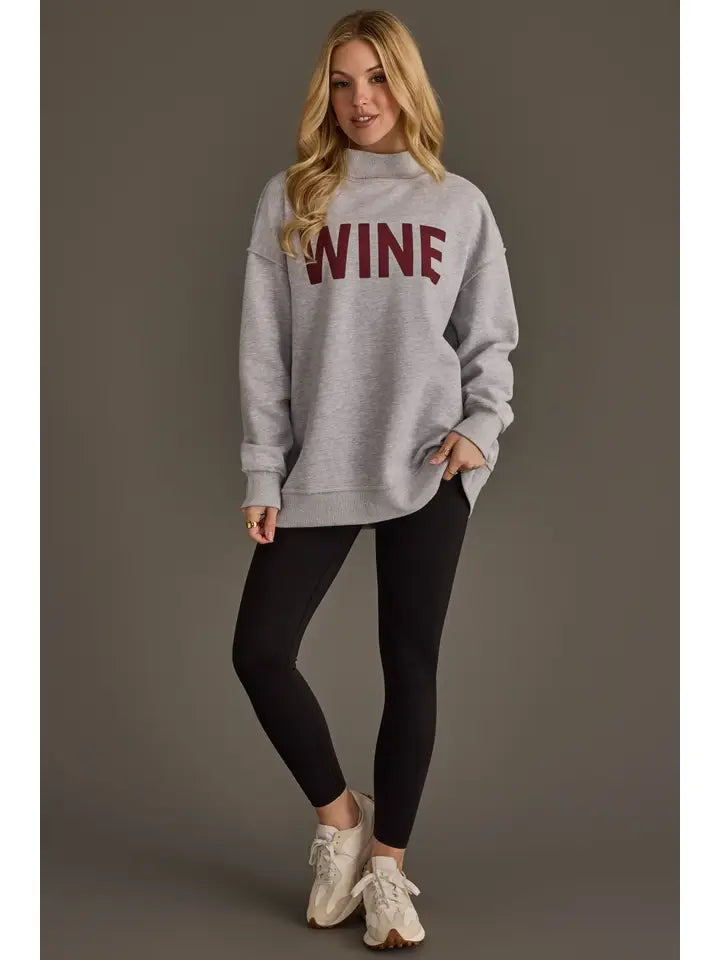 Lt. Gray Wine & Prosecco Reversible Sweatshirt