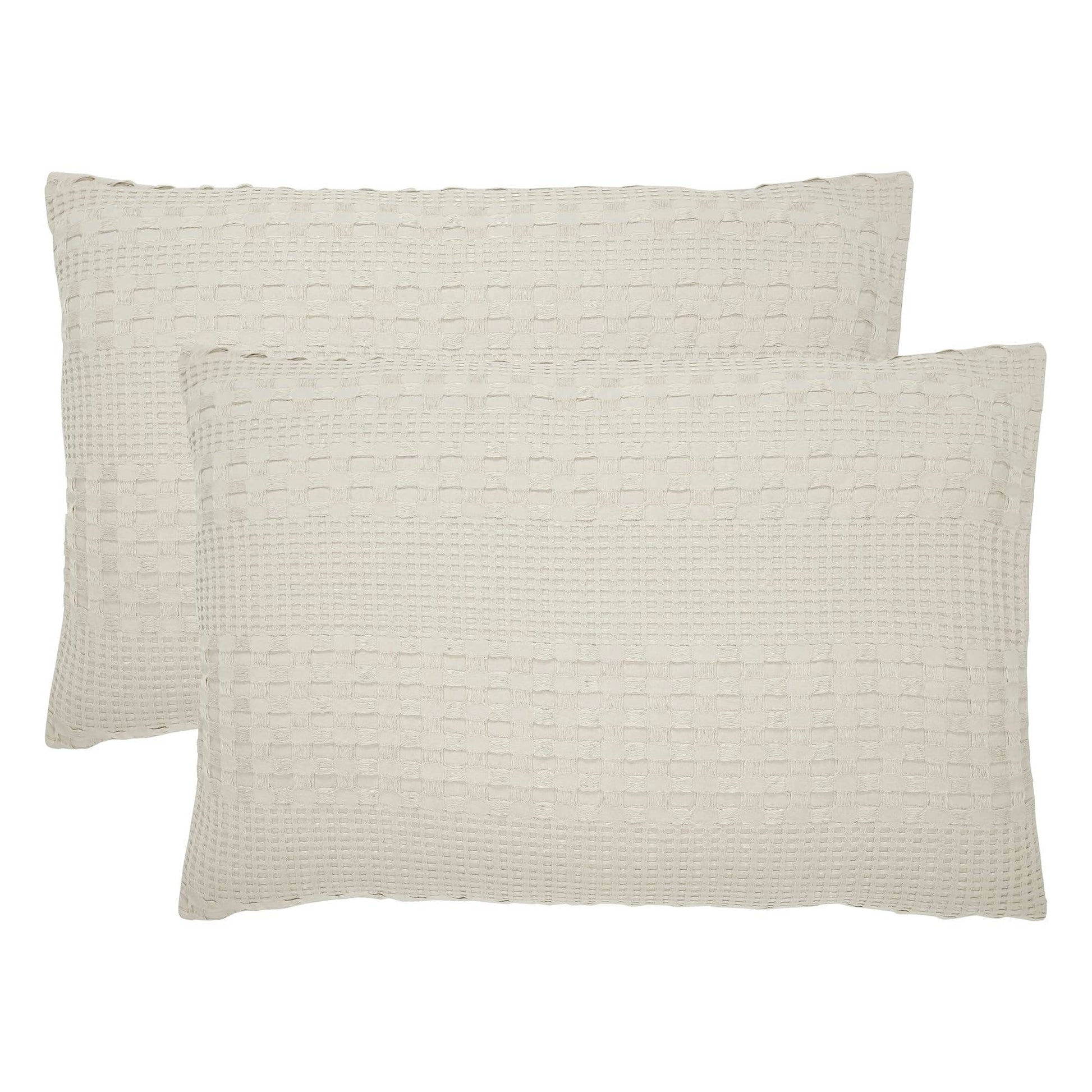 Natural Waffle Weave Cotton Queen Sham Set of 2