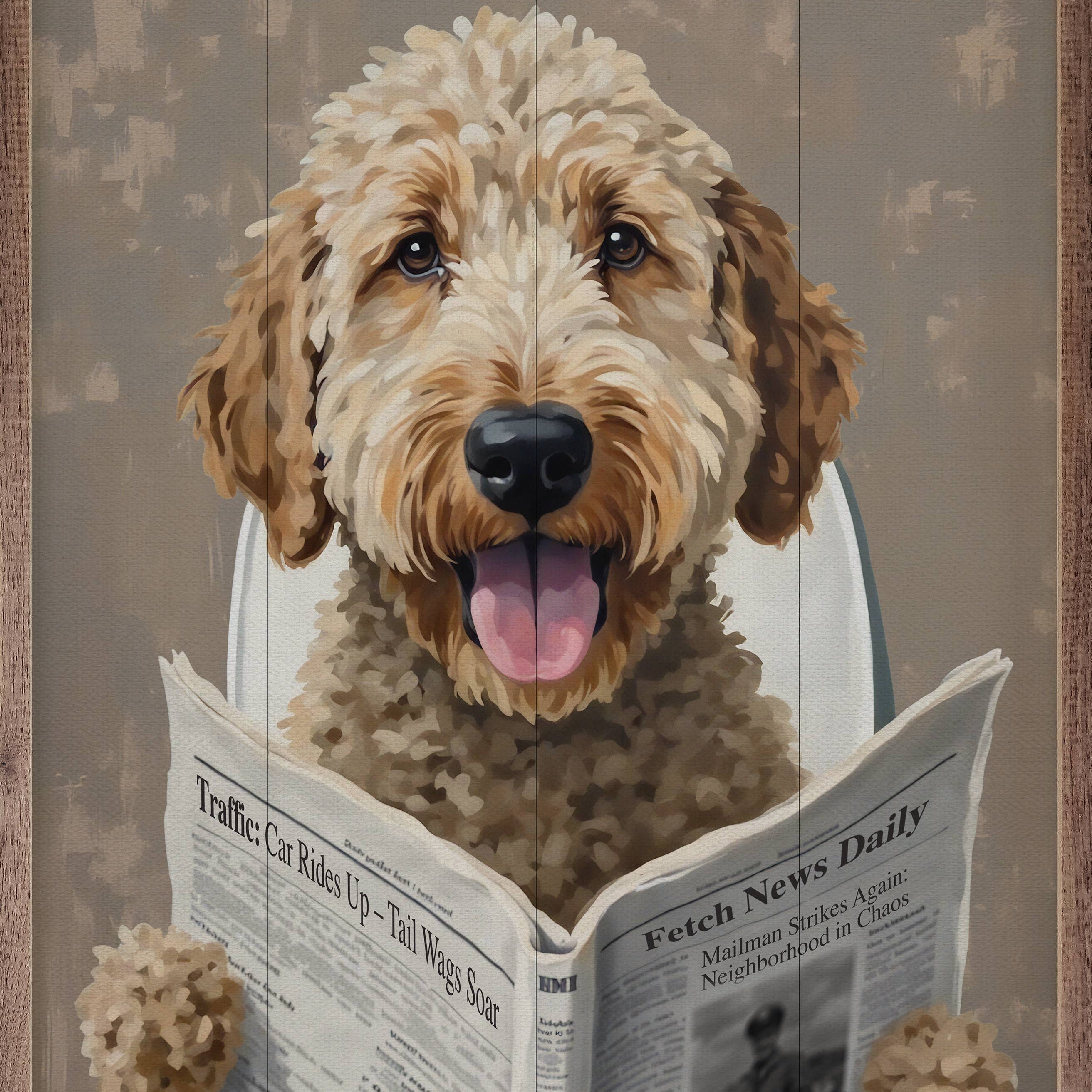 Bathroom Dog Reading The Paper