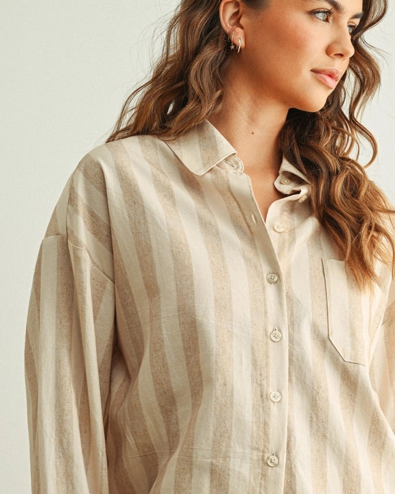 Aria Oversized Striped Button-Down Shirt