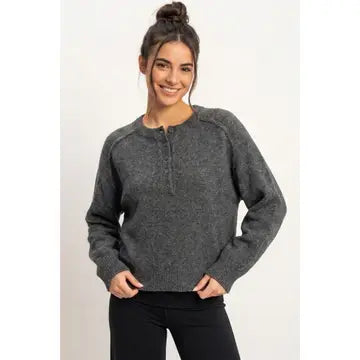 Cozy Reverse Seam Henley Sweater