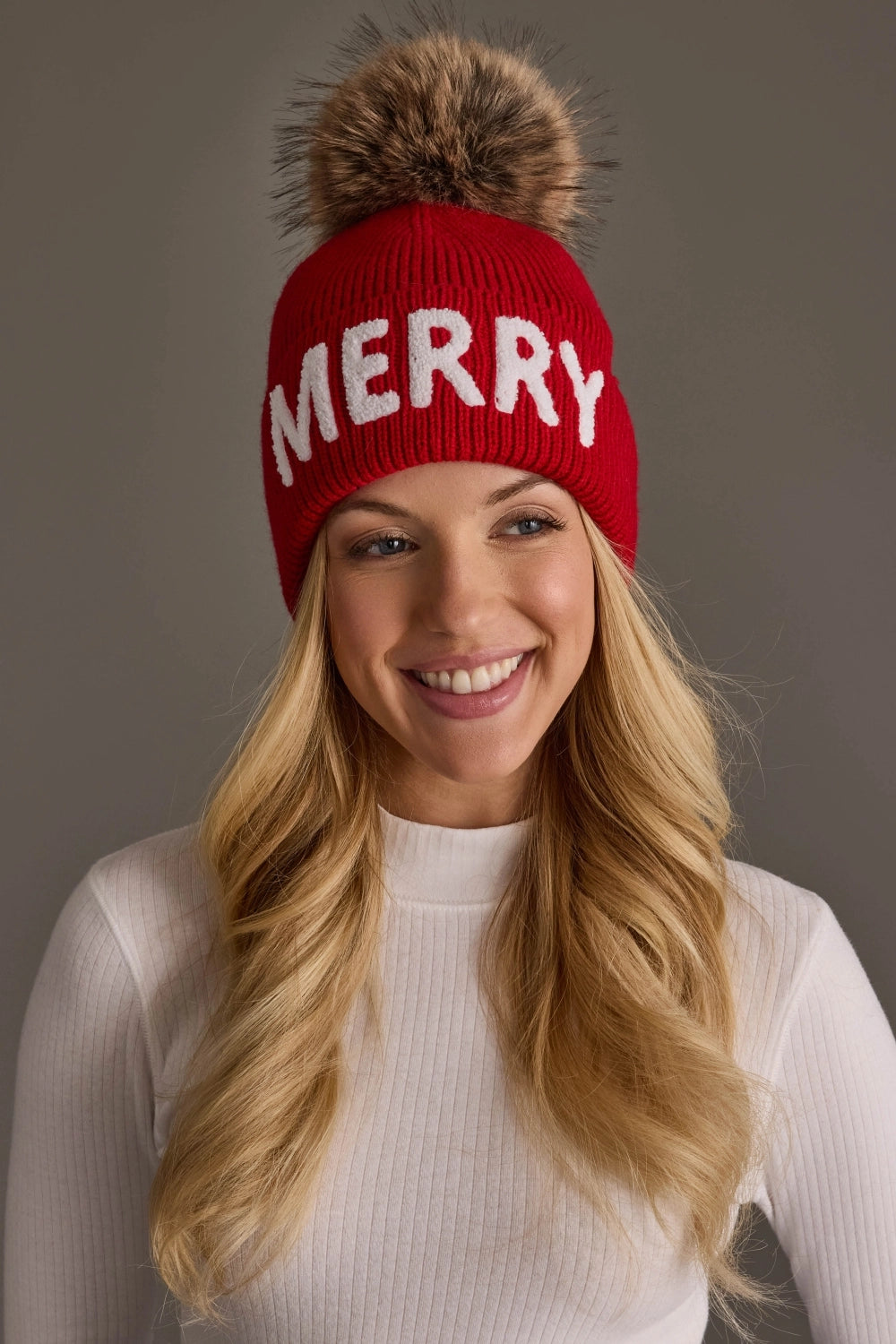 Panache Red Merry Knit Pom Hat