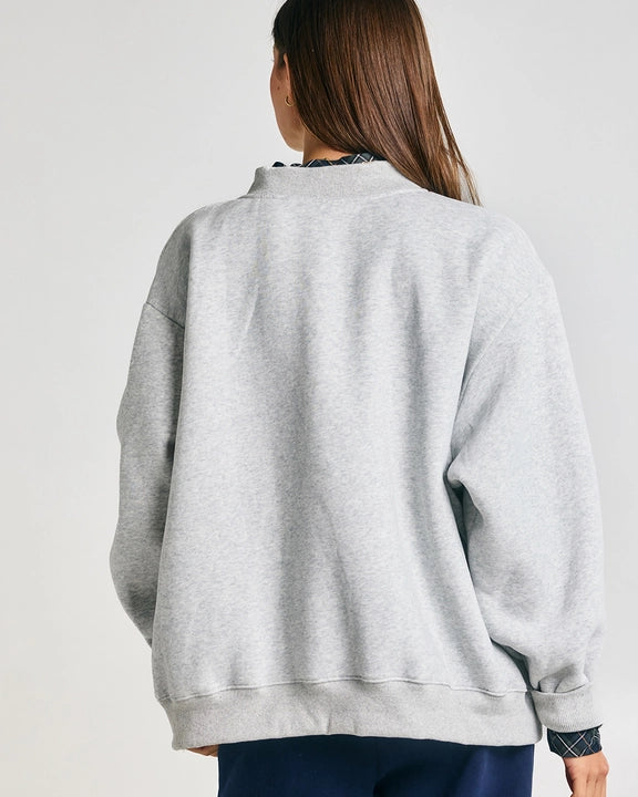 Embroidered "Lake" Mock Neck Sweatshirt