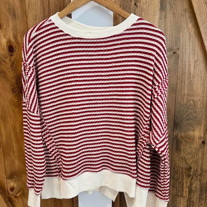 Blu Pepper Red Striped Long Sleeve Top
