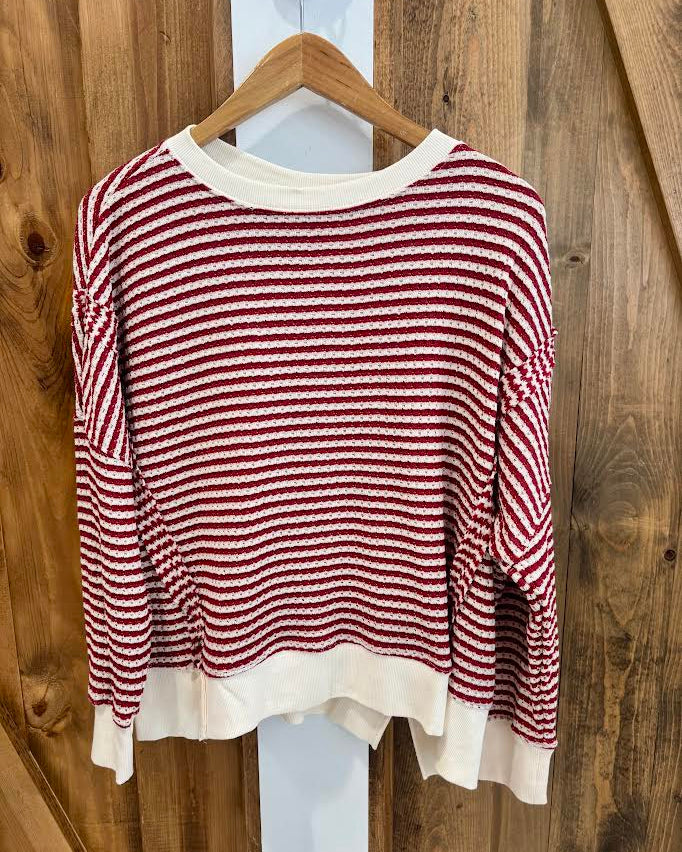 Blu Pepper Red Striped Long Sleeve Top