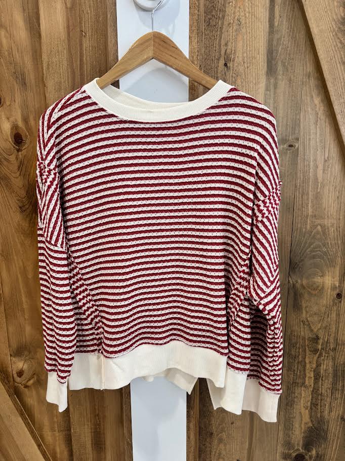 Blu Pepper Red Striped Long Sleeve Top