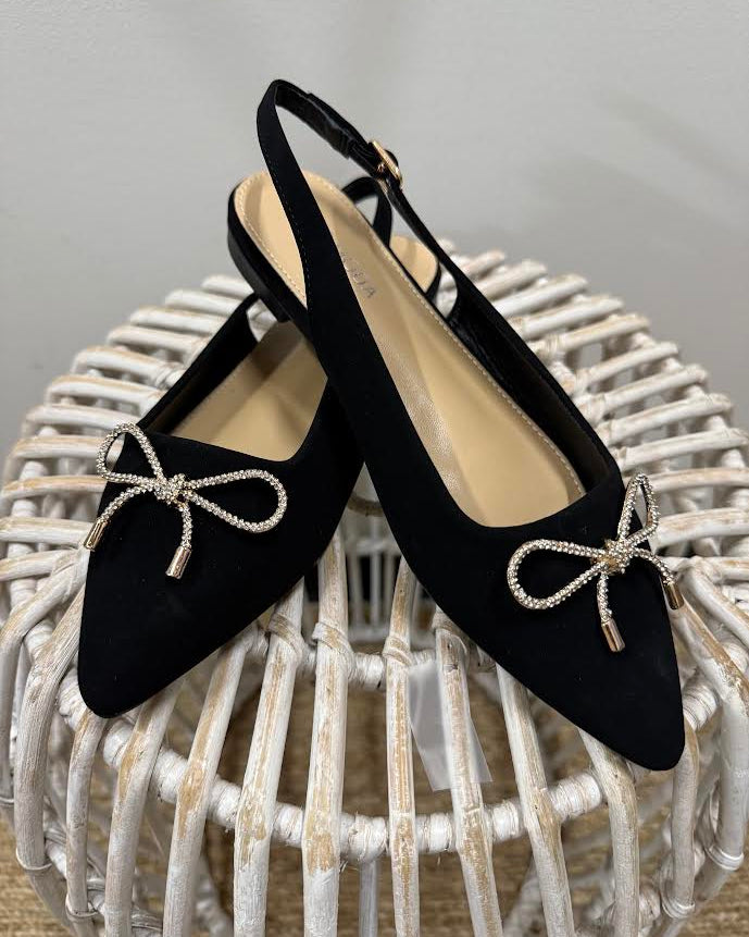 Yasmin Black Bow Detail Flats