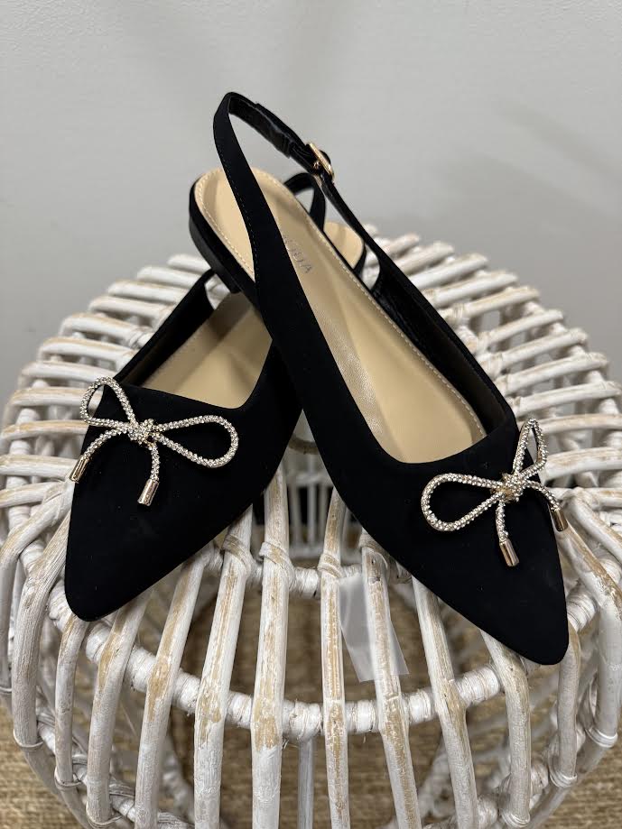 Yasmin Black Bow Detail Flats