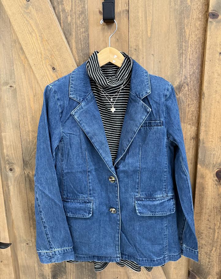 Hem & Thread Denim Blazer Jacket