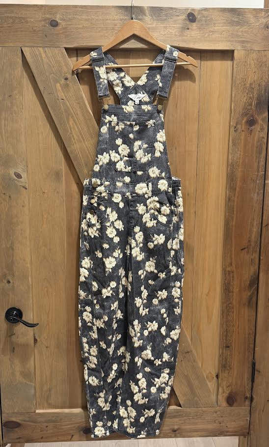 J.NNA Floral Charcoal Overalls