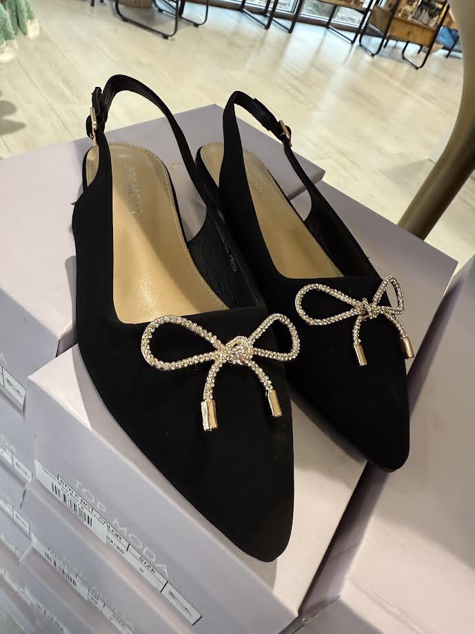 Yasmin Black Bow Detail Flats