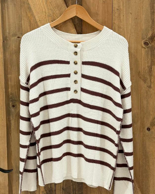 Ldc Hazel Henley Stripe Sweater