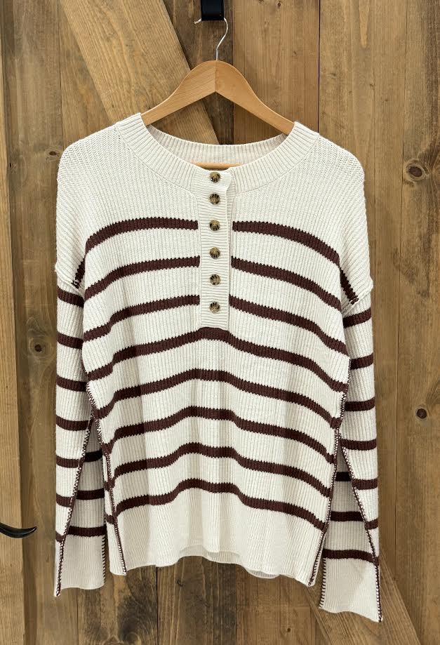 Ldc Hazel Henley Stripe Sweater