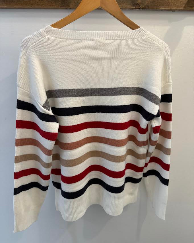 Hem & Thread Stripe Split Hem Sweater