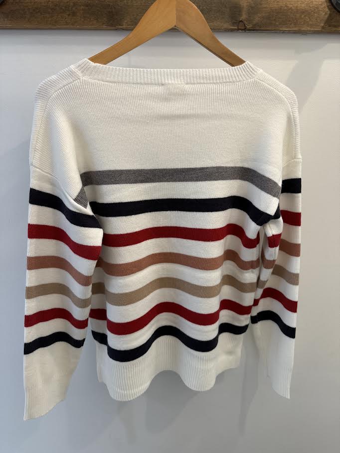 Hem & Thread Stripe Split Hem Sweater