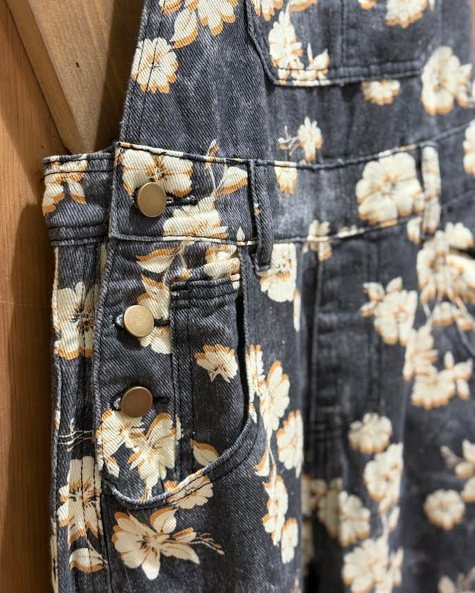 J.NNA Floral Charcoal Overalls