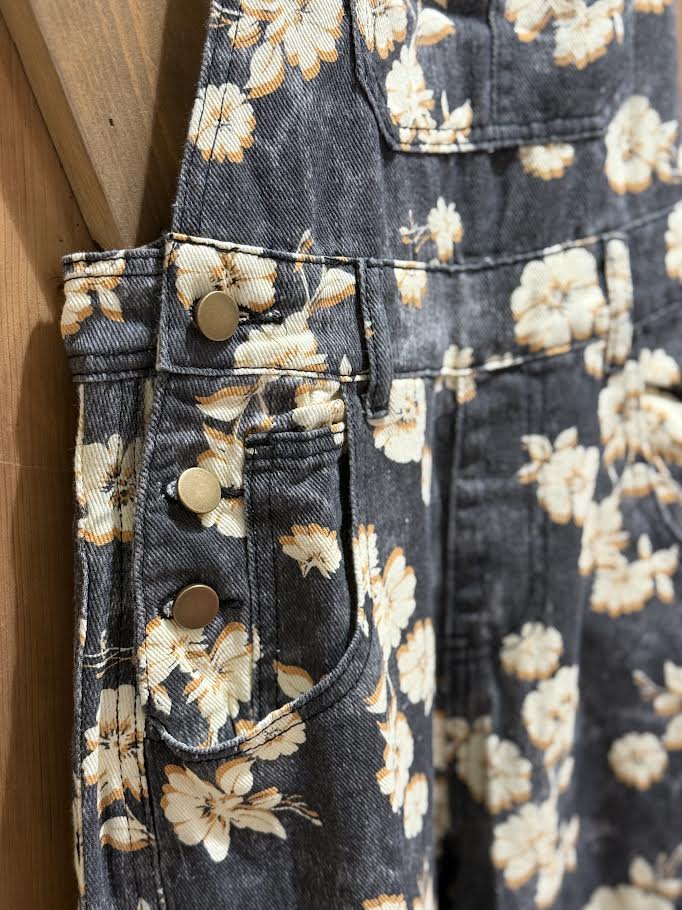 J.NNA Floral Charcoal Overalls