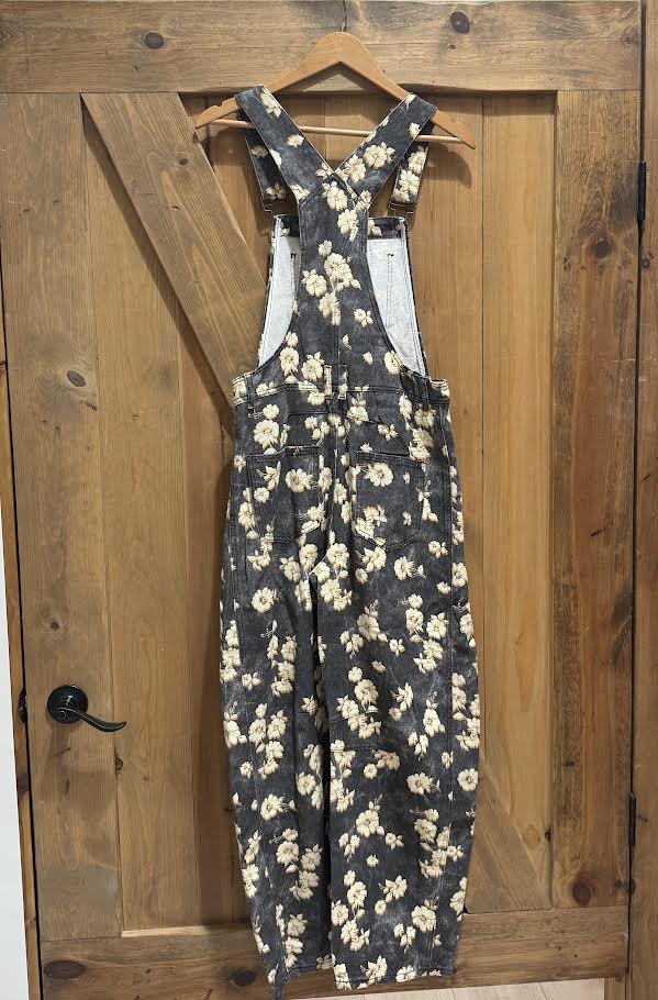J.NNA Floral Charcoal Overalls