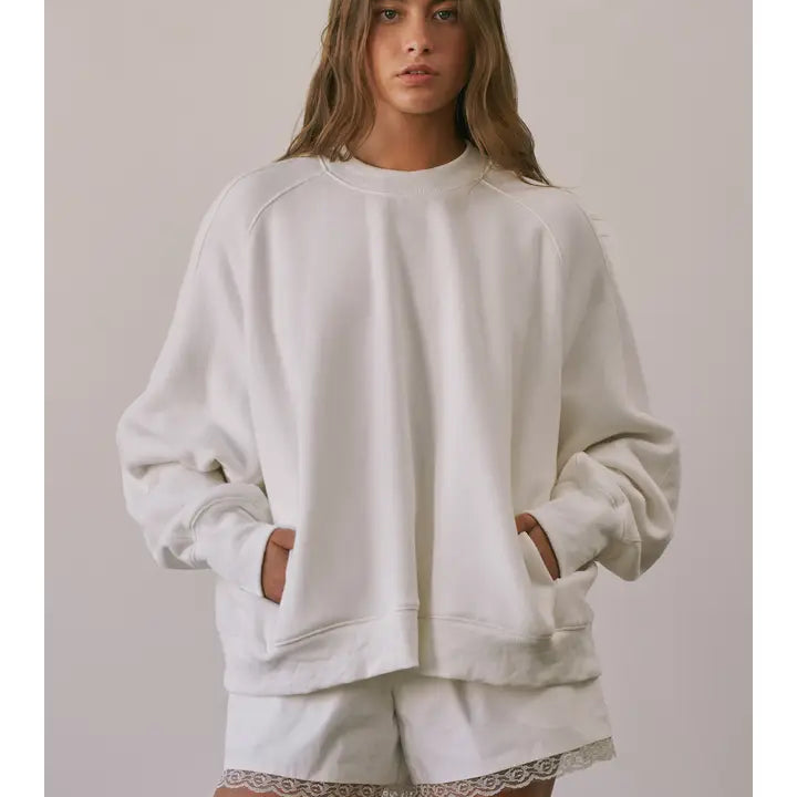 Creamon Sloane Ultra-Soft Oversized Pocket Crewneck Sweatshirt
