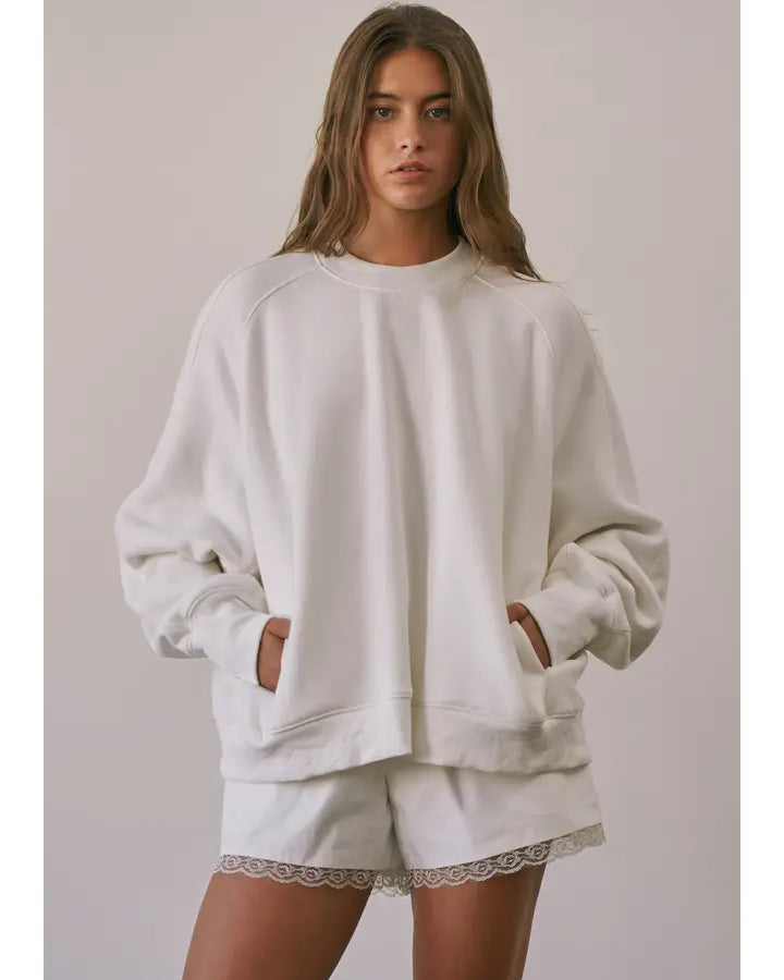 Creamon Sloane Ultra-Soft Oversized Pocket Crewneck Sweatshirt