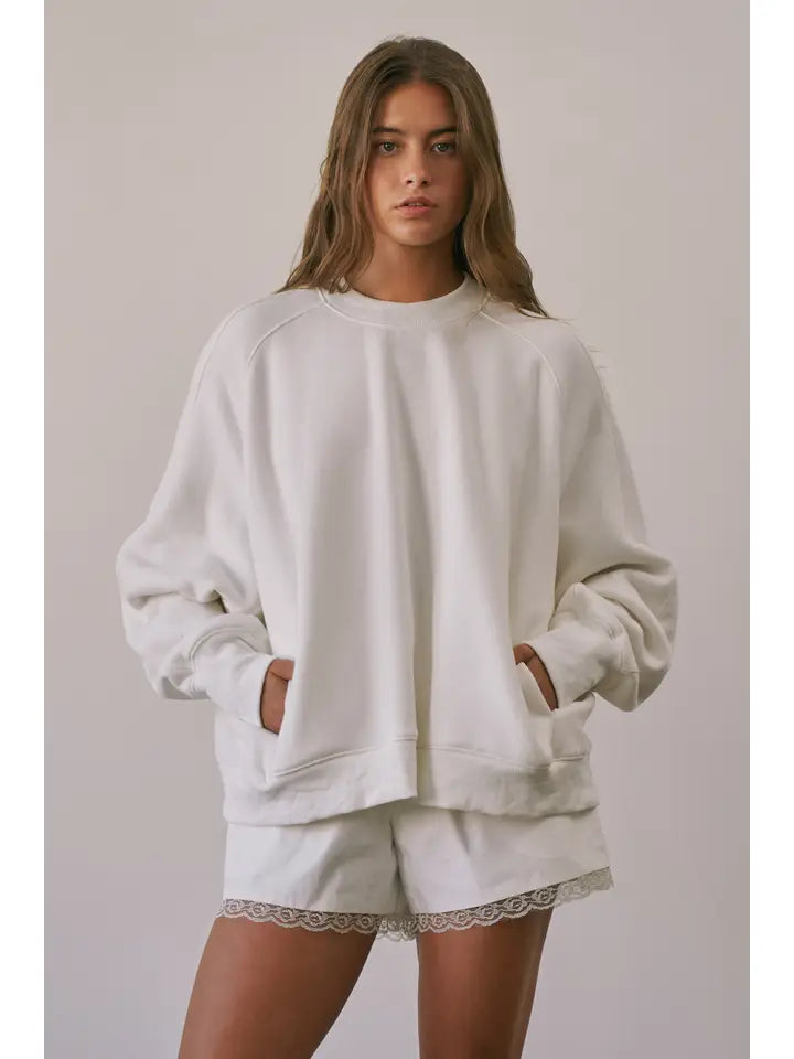 Creamon Sloane Ultra-Soft Oversized Pocket Crewneck Sweatshirt