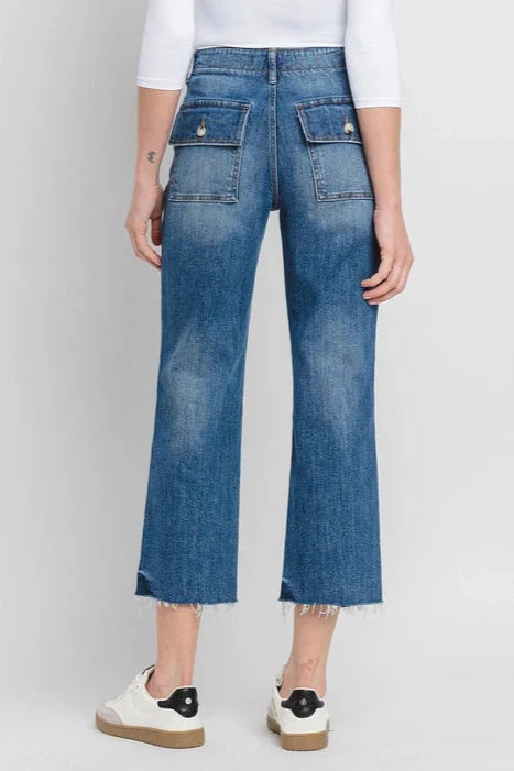 Lovervet High-Rise Crop Utility Straight Leg Jeans