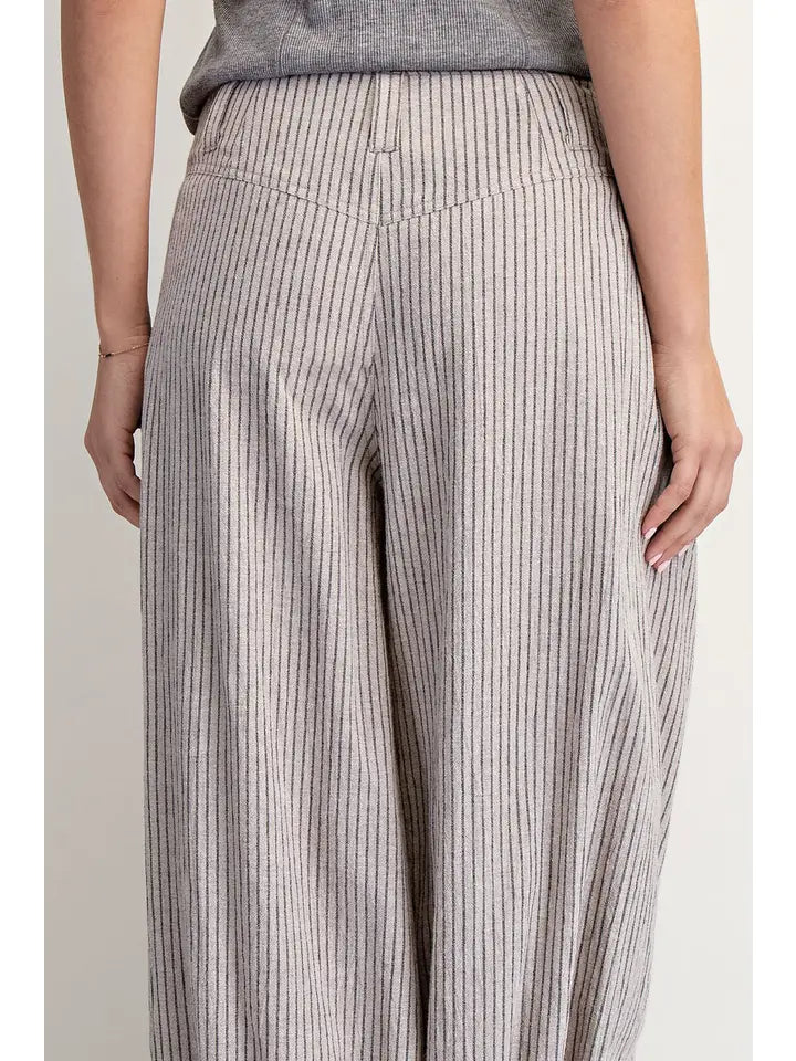 Cotierra Stripe Pleated Wide Leg Boho Pants