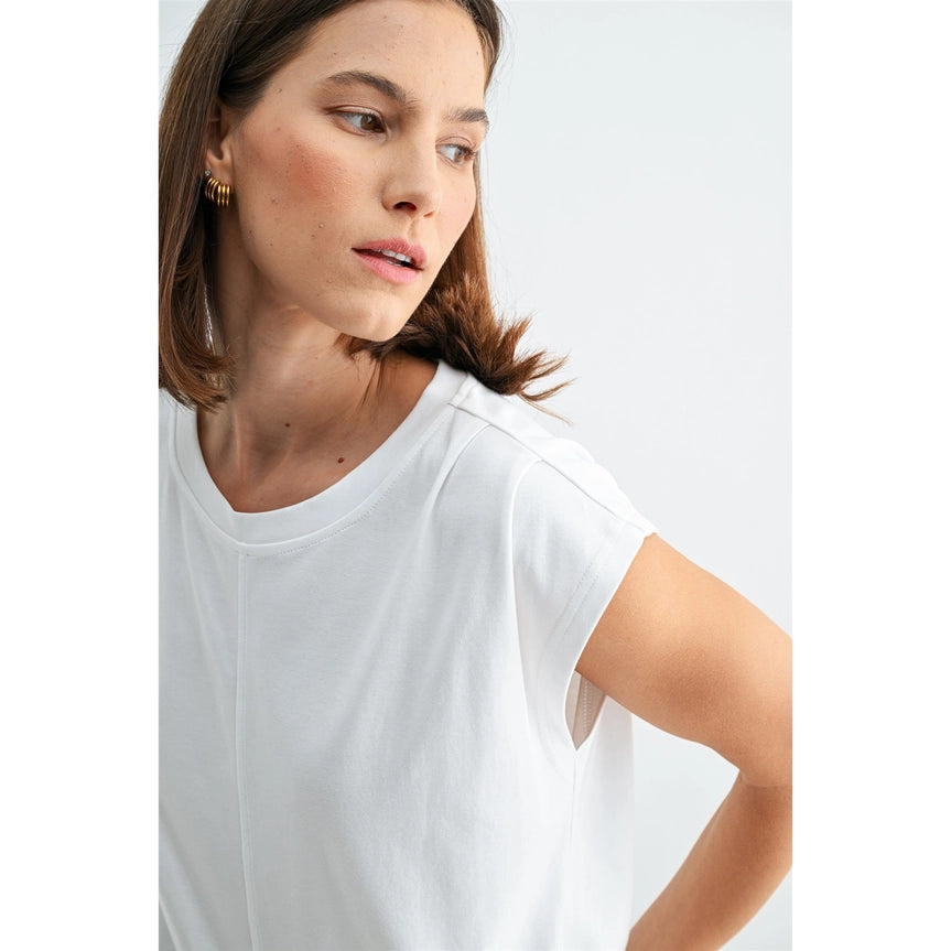 Wide Shoulder Knit Top
