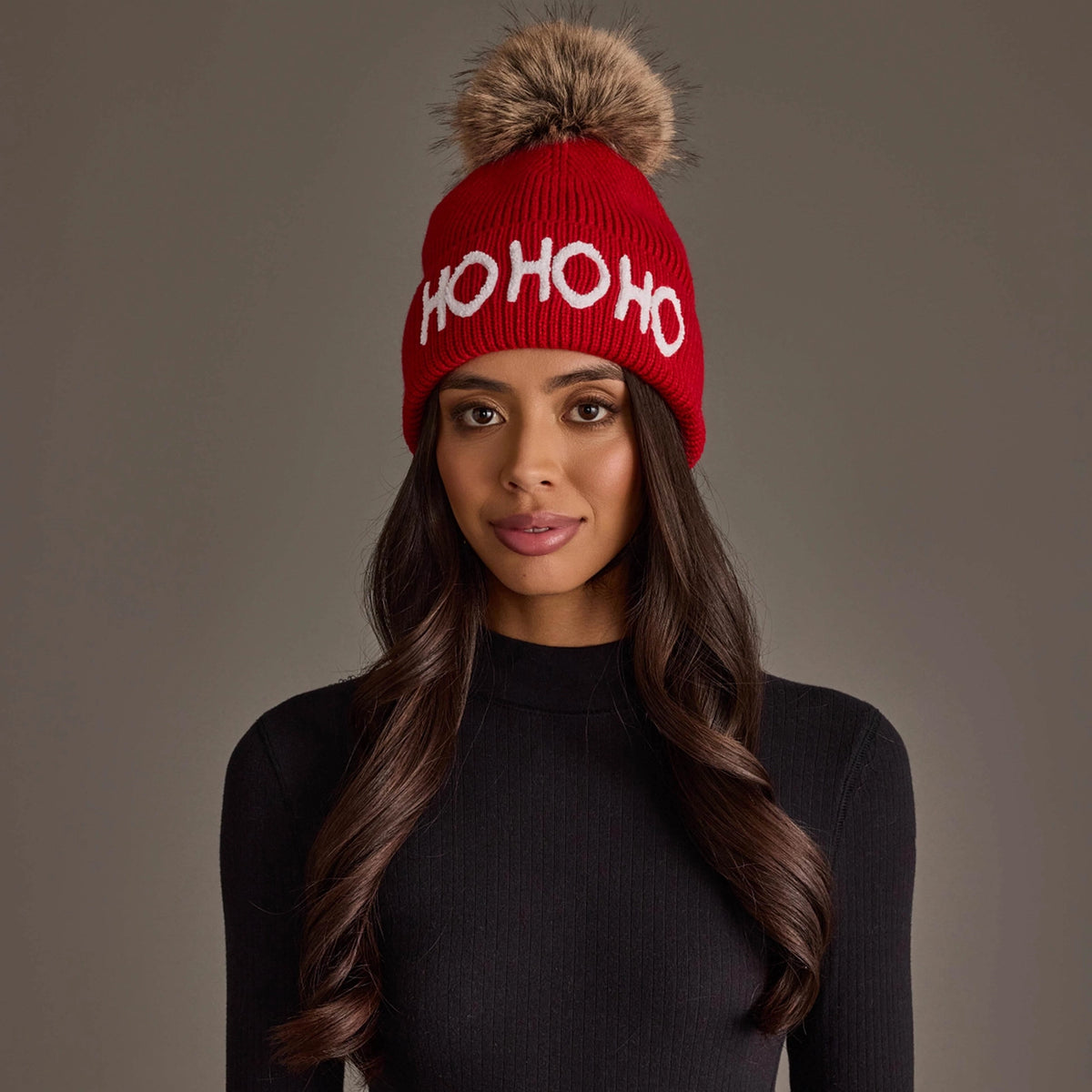 Panache Red Ho Ho Ho Knit Pom Hat