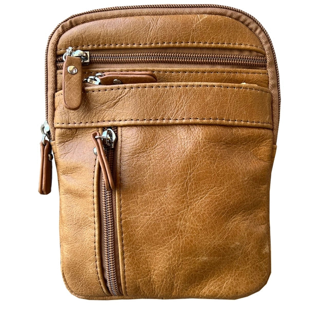 Premium Genuine Cowhide Leather 3-in-1 Crossbody & Belt Travel Pouch