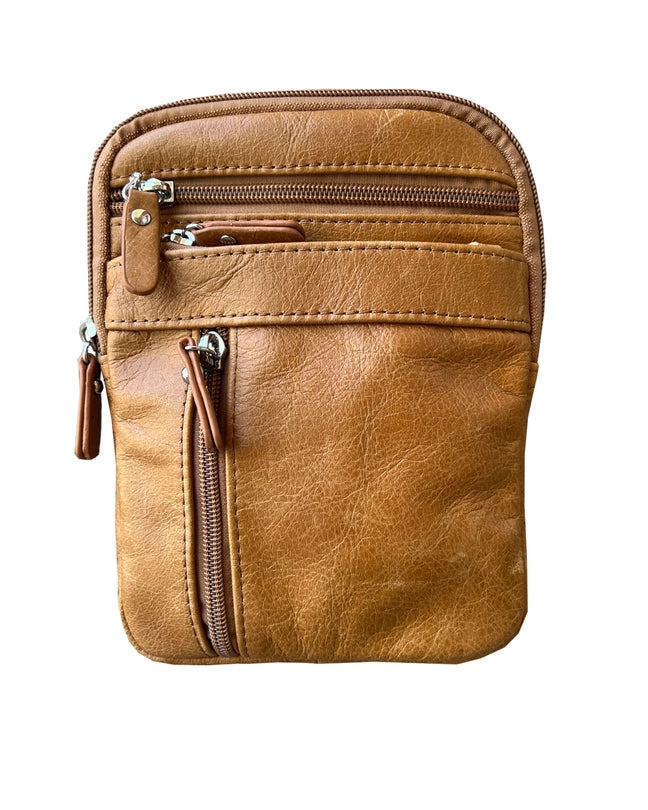 Premium Genuine Cowhide Leather 3-in-1 Crossbody & Belt Travel Pouch