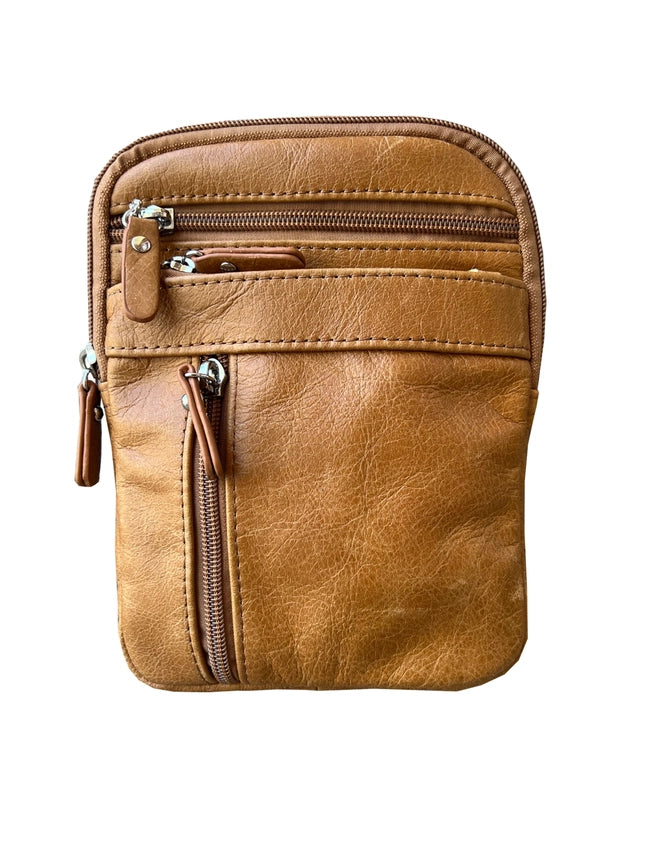 Premium Genuine Cowhide Leather 3-in-1 Crossbody & Belt Travel Pouch