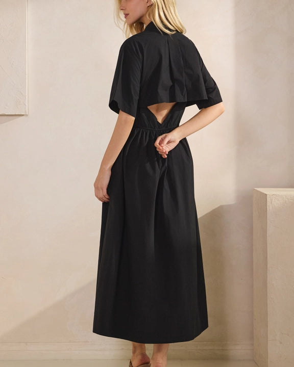 Tres Bien Poplin Collared Maxi Dress