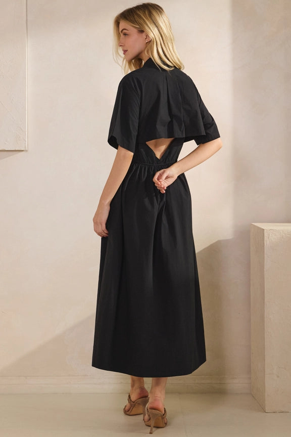 Tres Bien Poplin Collared Maxi Dress