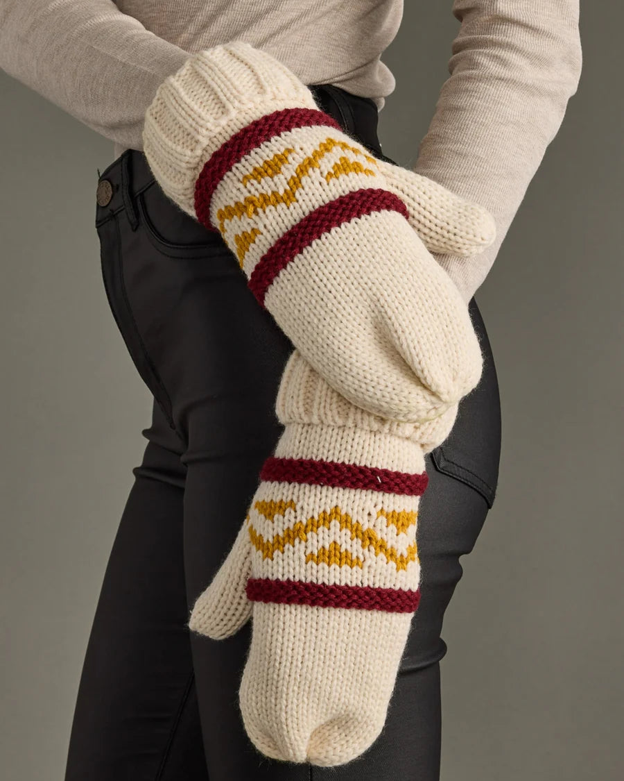 Maroon & Gold Pattern Mittens