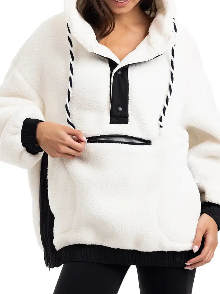 Two-Toned Sherpa Fleece Pullover