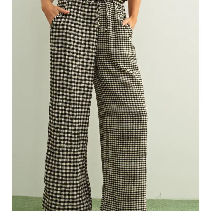 Modern Muse Mixed Gingham Straight Leg Pants