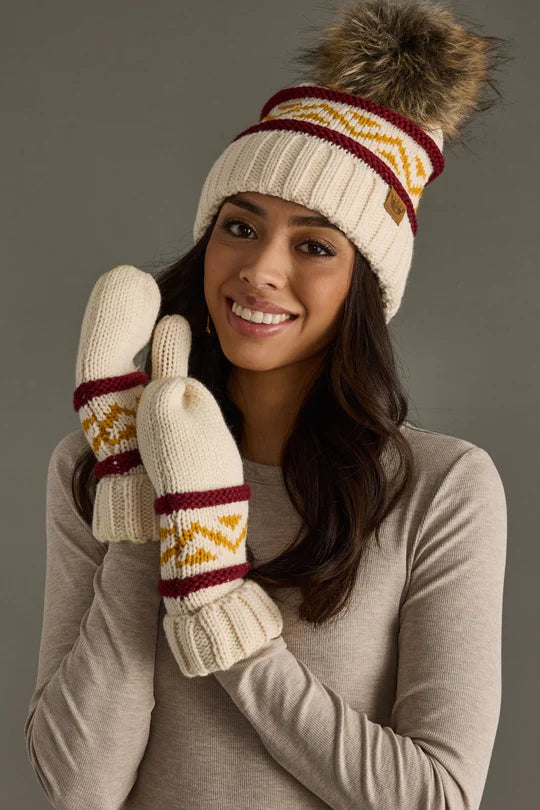 Maroon & Gold Pattern Mittens