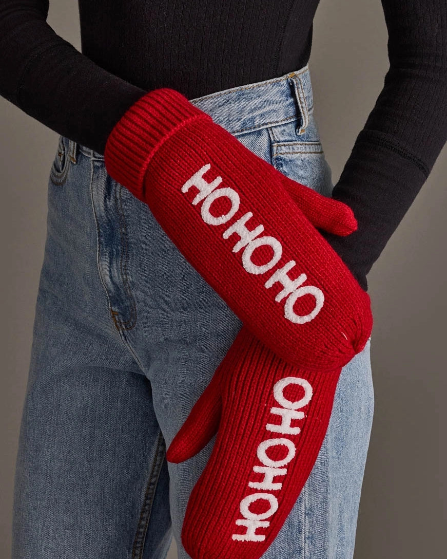 Panache Red Ho Ho Ho Knit Mittens