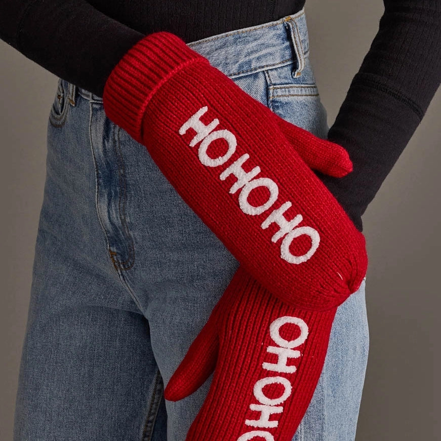 Panache Red Ho Ho Ho Knit Mittens